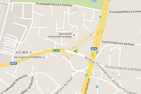 Схема рекламной плоскости по адресу Михайла Грушевського вул. - Розумовська вул. - Балківська вул.