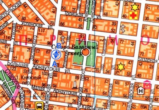 Схема рекламной плоскости по адресу Преображенская ул., 74/78