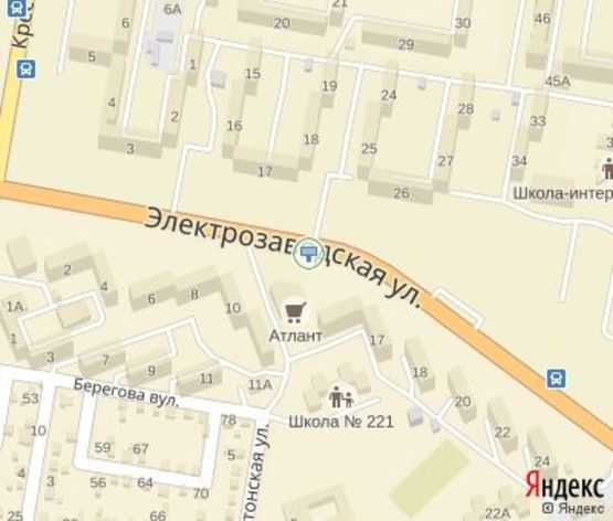 Схема рекламной плоскости по адресу Электрозаводская ул., 10а (ТЦ "Атлант", маг. "Стройка"), дв-е к объездной дороге