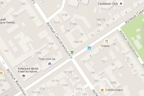 Схема рекламної площини за адресою Саксаганського вул., 108 - Петлюри Симона вул. (в напр.пл.Перемоги №3)