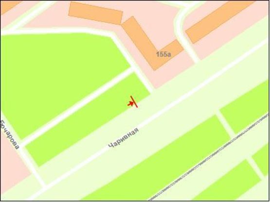 Схема рекламної площини за адресою вул.Чарівна, 155Б (Сильпо) маг. "Лідер", АЗС ВОГ, ст.Б