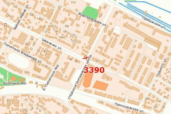 Схема рекламної площини за адресою Шевченка вул., 55 - Старокостянтинівське шосе