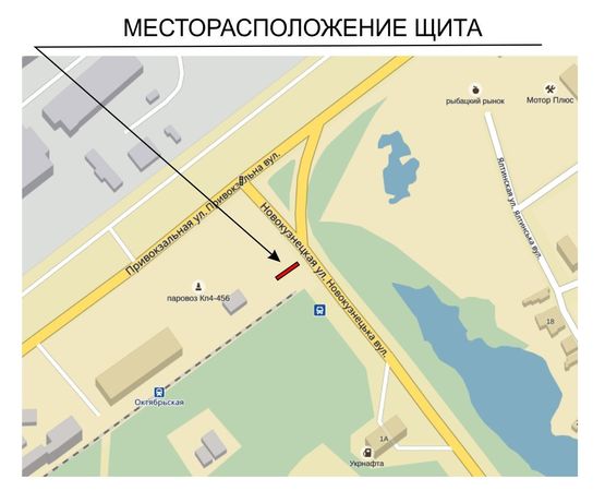 Схема рекламной плоскости по адресу Новокузнецкая-ДЖД_Луначарского,1