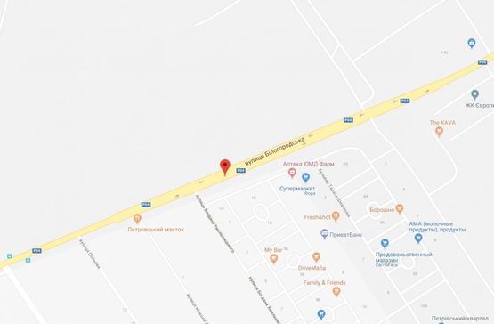 Схема рекламной плоскости по адресу Святопетрівське, ул.Белогородская, напротив  Петровского Квартала