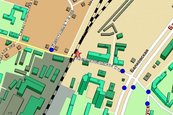 Схема рекламной плоскости по адресу ул. Краснослободской спуск №2