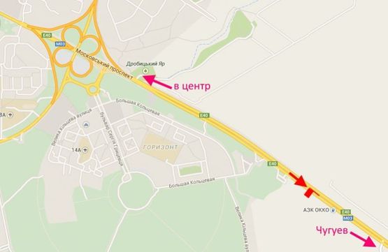 Схема рекламної площини за адресою Московский пр-т - Ростовская трасса возле газовой заправки-2 (выезд из города)