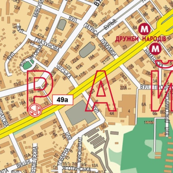 Схема рекламной плоскости по адресу Дружбы Народов бул., 11, (Медичний Центр "Столиця", УкрСибБанк, Новая почта №45), в направ. Московской пл.