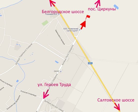 Схема рекламной плоскости по адресу ул. Леся Сердюка -окружная дорога-5- выезд из города в ст пос.  Циркуны