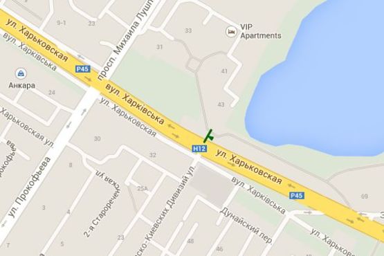 Схема рекламної площини за адресою Харківська вул. - Сумсько-Київських Дивізій вул.