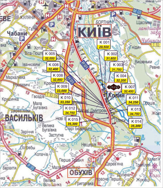 Схема рекламної площини за адресою трасса Киев-Обухов_км 32+850_правый // из Киева