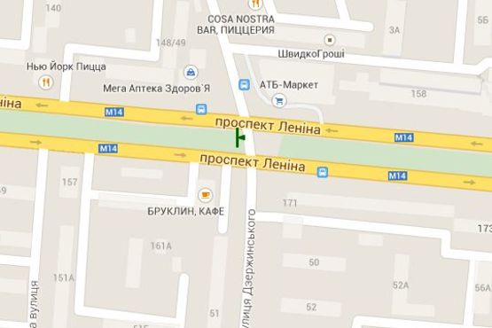 Схема рекламної площини за адресою Леніна просп. - Дзержинського вул., (призма) №1