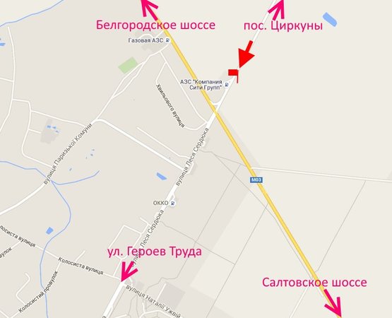 Схема рекламної площини за адресою ул. Леся Сердюка -окружная дорога -флажок №2 въезд в город со ст пос. Циркуны