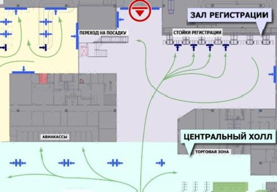 Схема рекламной плоскости по адресу Центральный холл, 1 этаж (Терминал А)