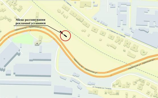 Схема рекламной плоскости по адресу ул.Украинская/ул.Стефанова
