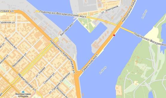 Схема рекламной плоскости по адресу Набережно-Рыбальская, 100м до Подольско-Воскресенского моста в сторону Гаванского моста