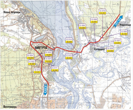 Схема рекламной плоскости по адресу трасса Киев-Вышгород-Десна_км 28+450_правый // из Киева