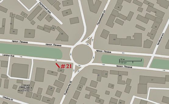 Схема рекламной плоскости по адресу Кольцо пр.Центральный-ул.Пушкинская,, стА