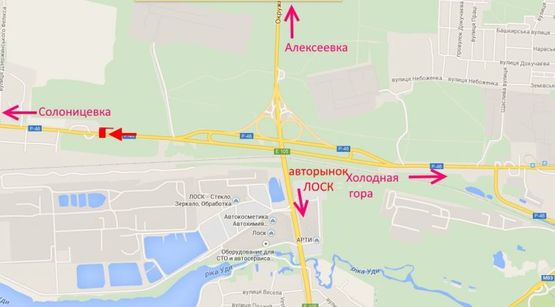 Схема рекламної площини за адресою ул.Залютинская -возле АЗС ОККО выезд из города в ст. Солоницевки