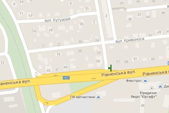 Схема рекламной плоскости по адресу Рівненьська вул., 57