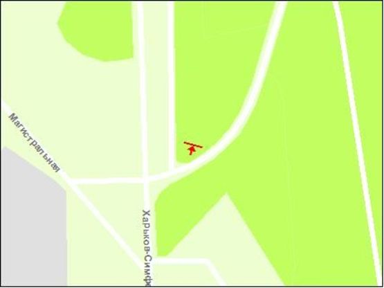 Схема рекламної площини за адресою тр.Харьків-Сімферополь- вул.Стартова, напрямок  на аеропорт, ліва площина