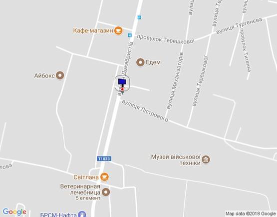 Схема рекламной плоскости по адресу вул. Декабристів, 68 поворот на хлібзавод