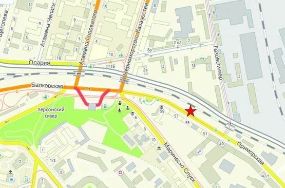 Схема рекламної площини за адресою ул. Приморская №55