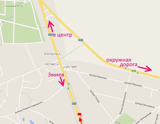 Схема рекламной плоскости по адресу Пр-т Гагарина -пос. Безлюдовка-флажок№1 (въезд в город)