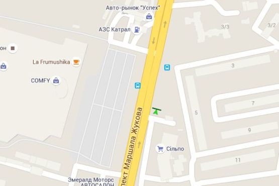 Схема рекламної площини за адресою Небесної Сотні просп. (Маршала Жукова просп.), 5