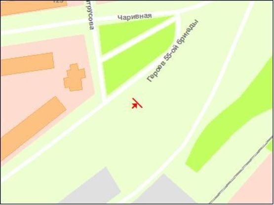 Схема рекламной плоскости по адресу вул.Чаривна — вул.Героїв 55-ї бригади, ст.А