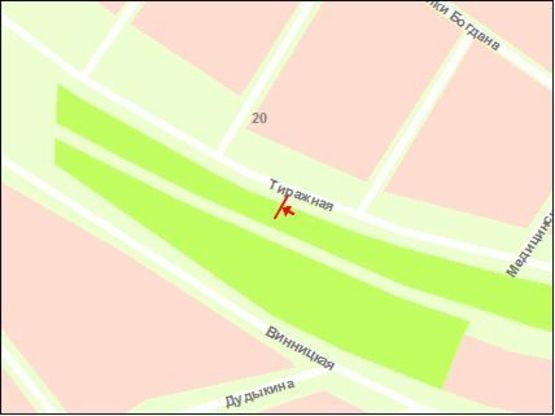 Схема рекламной плоскости по адресу вул.Тиражна, напрямок на м.Дніпро, ст.Б