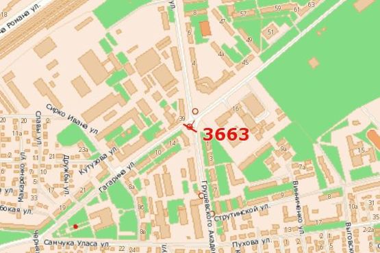 Схема рекламной плоскости по адресу Гагаріна вул. - Грушевського Академіка вул.