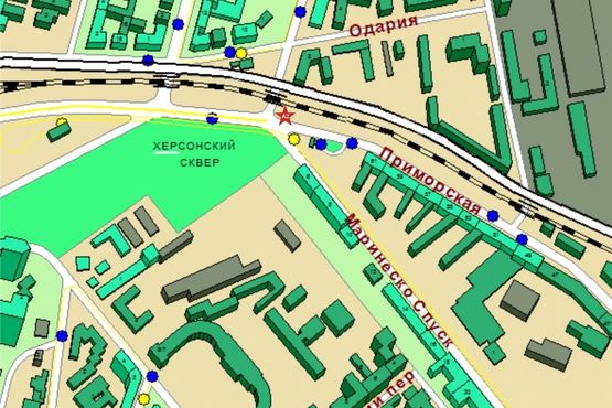 Схема рекламної площини за адресою ул. Приморская / спуск Маринеско №2