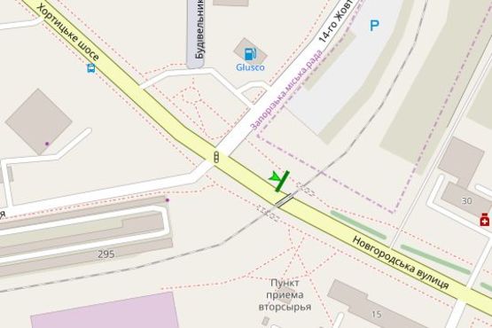 Схема рекламної площини за адресою Хортицьке шосе - Новгородська вул.