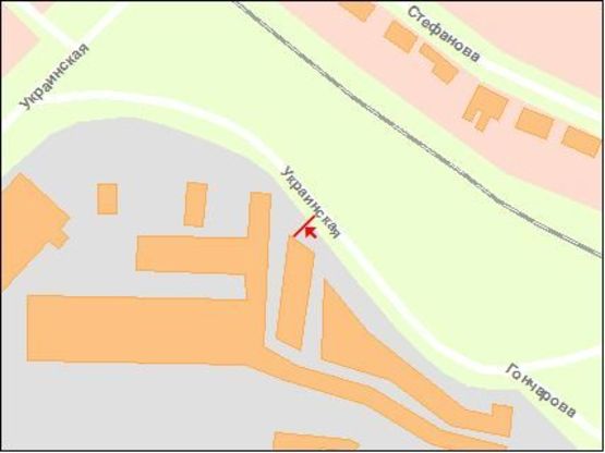 Схема рекламной плоскости по адресу вул.Українська  -  вул.Стефанова, ст.Б (от аэропорта) ГАРАЖИ