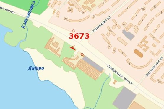 Схема рекламной плоскости по адресу Набережна магіст. - Українська вул.