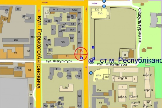 Схема рекламной плоскости по адресу Б. Васильковская, 72 / Метро "Олимпийская", (вход в ТЦ"OLIMPIYSKY") - скролл