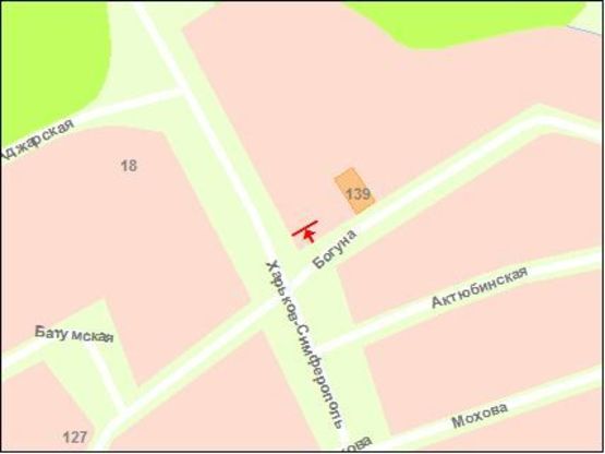 Схема рекламной плоскости по адресу тр.Харьків-Сімферополь - Соляний провулок - вул.Богуна, ст.А