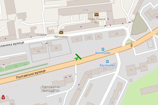 Схема рекламной плоскости по адресу Полтавська вул., 38 (облавтодор - 2)