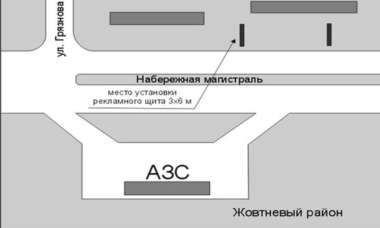 Схема рекламной плоскости по адресу Набережная-Грязнова