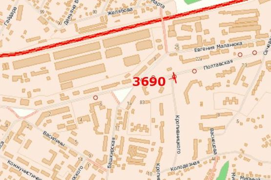 Схема рекламной плоскости по адресу Полтавська вул. - Кропивницького вул.