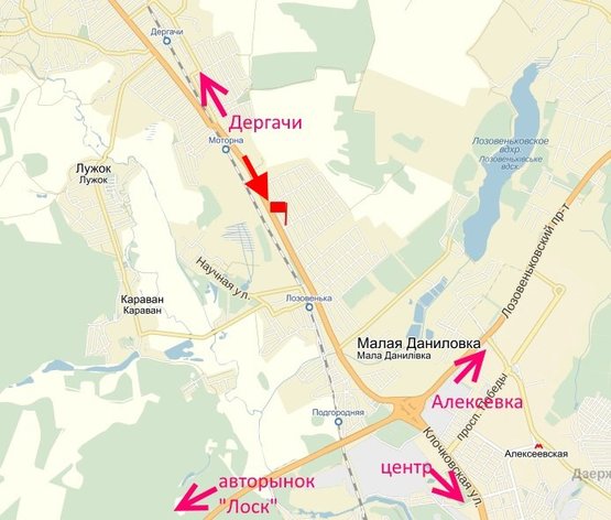 Схема рекламної площини за адресою Малая Даниловка-коттеджный поселок" Поле чудес"-в ст. Харькова-верх-этажерка №1