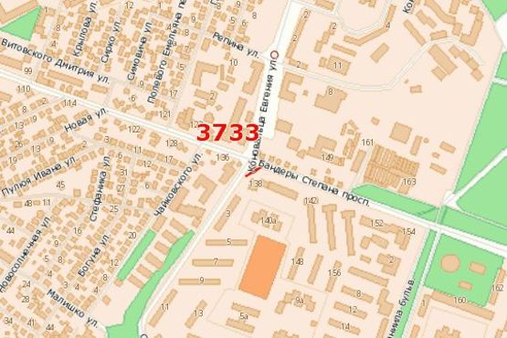 Схема рекламной плоскости по адресу Степана Бандери просп. - Слівенська вул.