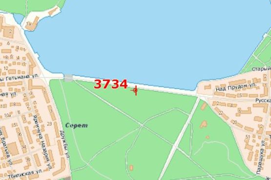 Схема рекламной плоскости по адресу Гетьмана Мазепи вул., (парк Топільче) - Руська вул.