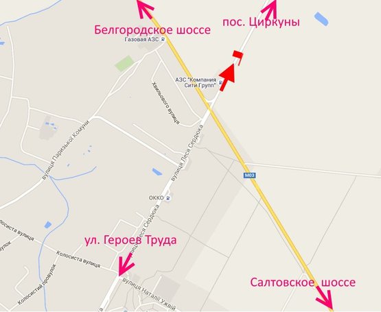 Схема рекламної площини за адресою ул. Леся Сердюка -окружная дорога-2- выезд из города в ст пос.Циркуны