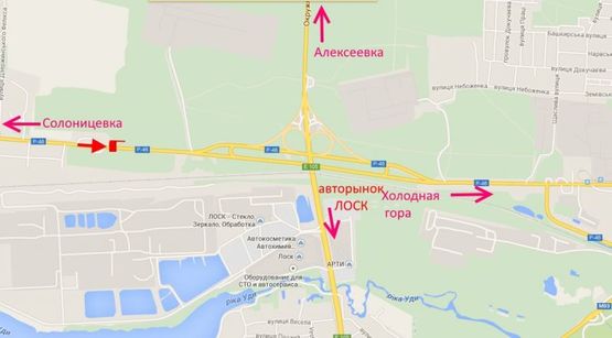 Схема рекламної площини за адресою ул.Залютинская -возле АЗС ОККО въезд в город со ст. Солоницевки