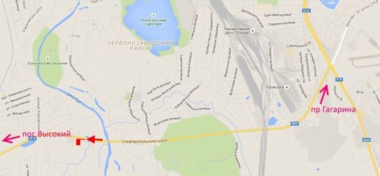 Схема рекламной плоскости по адресу Симферопольское шоссе- пос. Карачевка- в ст. пос. Высокий