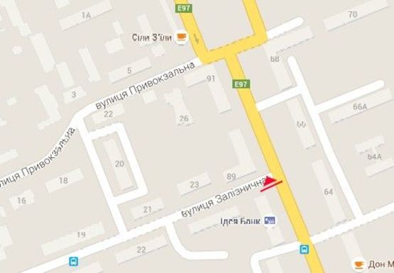 Схема рекламной плоскости по адресу Ушакова пр. - Железнодорожная ул.