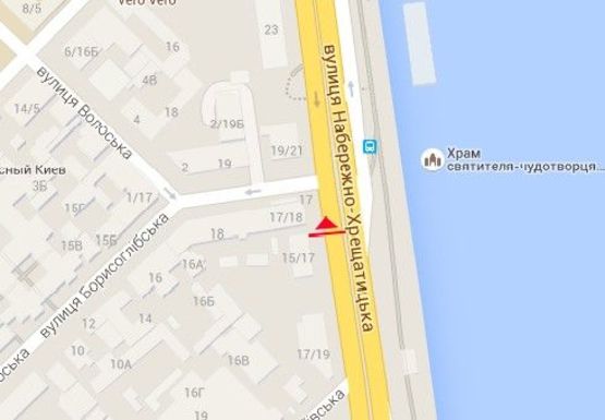 Схема рекламної площини за адресою Набережно-Крещатицкая ул., 17/18 - Борисоглебская ул.