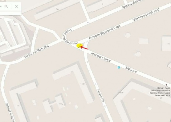 Схема рекламной плоскости по адресу Мира пр-т 17/2 / Тампере ул.