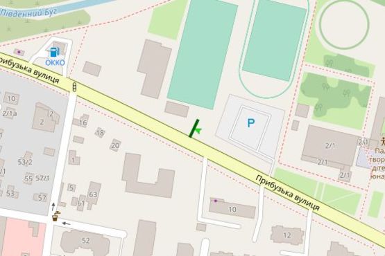 Схема рекламної площини за адресою Прибузька вул., 3/1